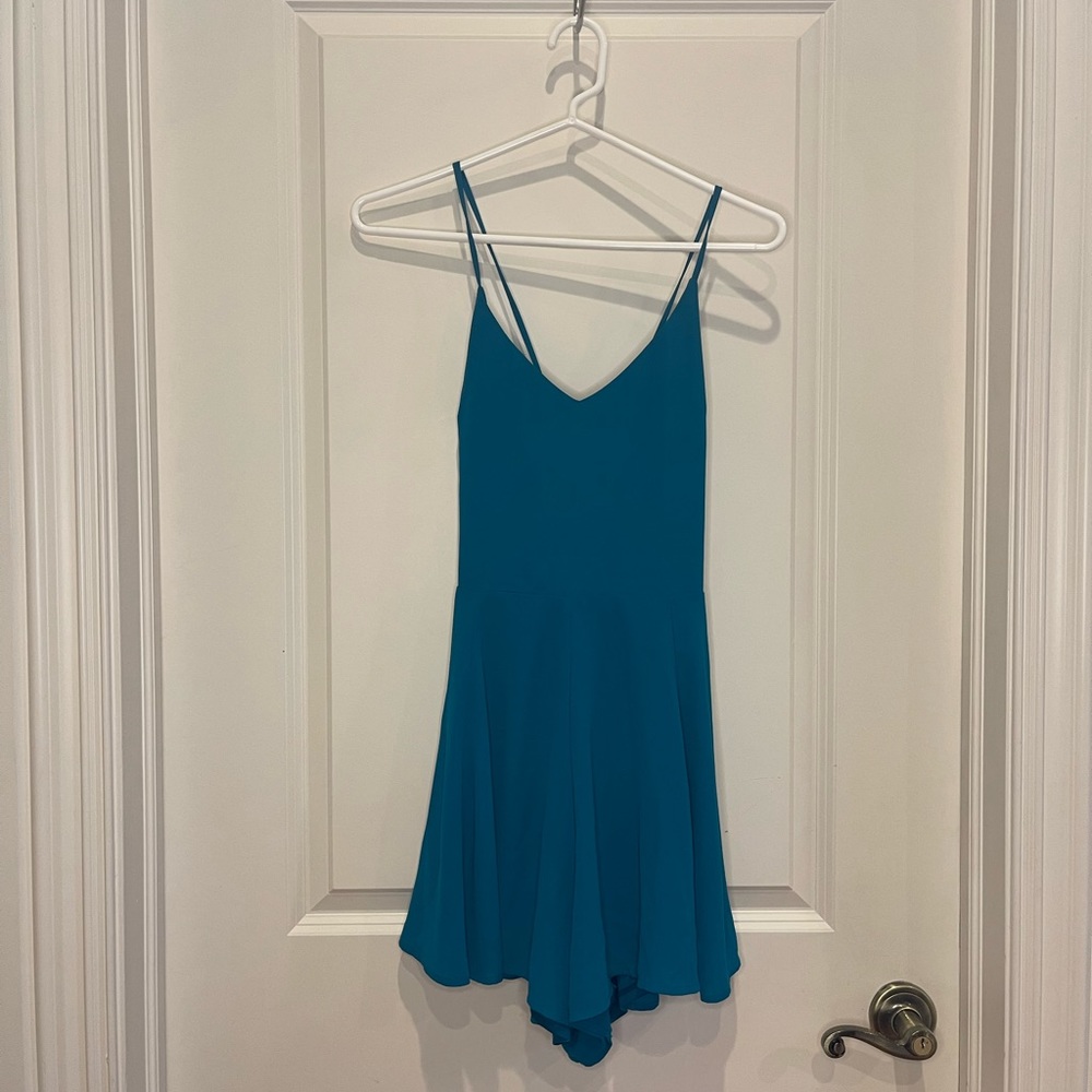 teal flowy romper